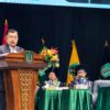Jusuf Kalla Saat Menyampaikan Orasi Ilmiah Dihadapan Ribuan Wisudawan Universitas Nasional (Unas) di Jakarta Convention Center (JCC) Senayan Minggu 15 Juni 2025
